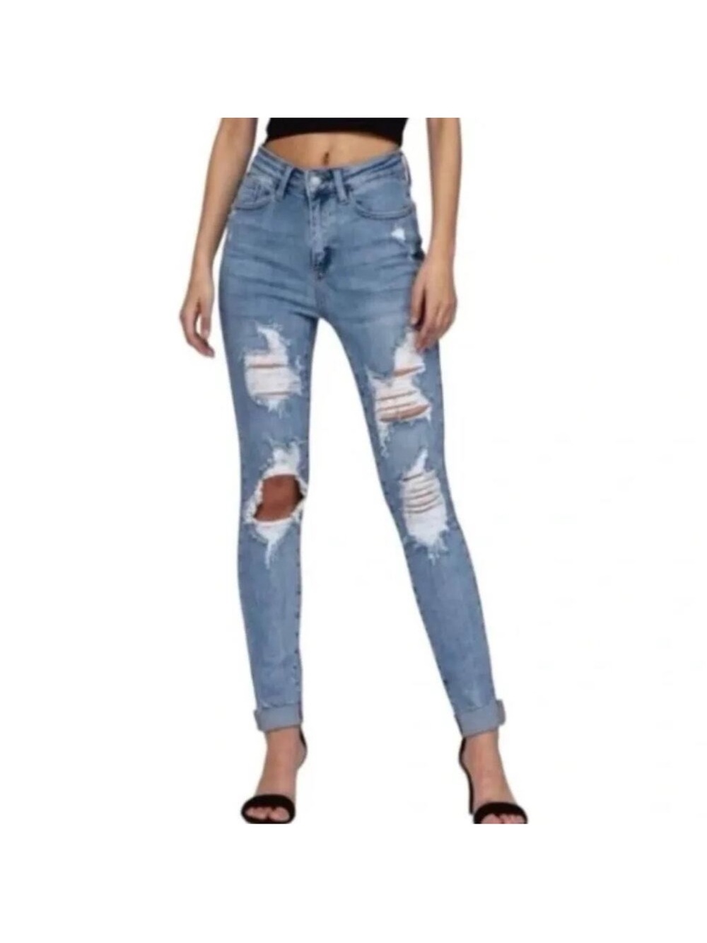 Judy Blue Light Blue Distressed Skinny Jeans - Women JB 8814 NWT size 15/32